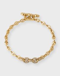 18K Yellow Gold 3MM Open Link Bracelet with Diamonds