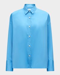 Sirene Button-Down Silk Twill Scarf Shirt