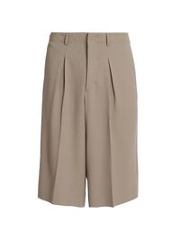 Men's Wool-Blend Long Bermuda Shorts - Light Taupe - Size 44