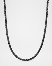 Men's Box Chain Necklace in Darkened Stainless Steel, 4mm, 24"L