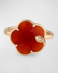 18k Rose Gold Joli Red Carnelia Ring with Diamonds, Size 6.5