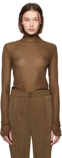 LEMAIRE Brown Seamless Turtleneck