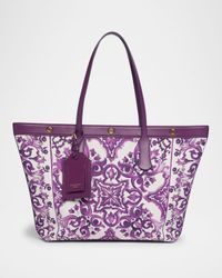 Majolica-Print Canvas Shopping Tote Bag