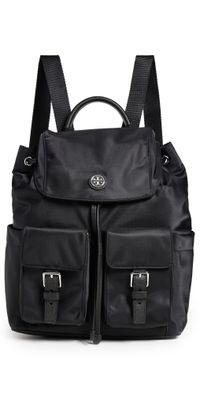 Tory Burch Virginia Flap Backpack Black One Size