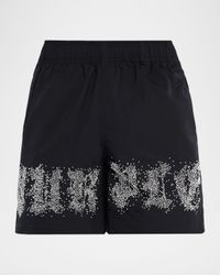 Men's Crystal-Embellished Logo Swim Shorts