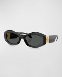 Medusa Plaque Irregular Oval Sunglasses