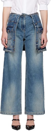 Juun.J Blue Layered Jeans