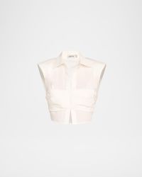 Emie Cropped Box-Sleeve Cotton Poplin Top