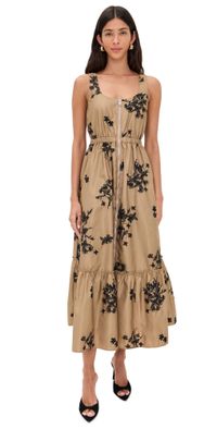 Cinq à Sept Wildflower Whimsy Vernetta Dress Brown Sandstone/Black 12