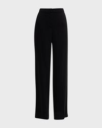 Mid-Rise Straight-Leg Stretch Crepe Pants