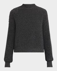 Ribbed Mock-Neck Fisherman Sweater
