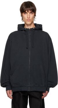Maison Margiela Black Embroidered Logo Hoodie