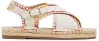 Chloé Kids Off-White Blanket Stitch Sandals