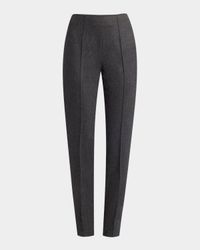 Cashmere Flannel Slim-Leg Ankle Trousers