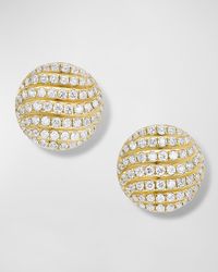 Sculpted Cable Stud Earrings with Diamonds in 18K Gold, 14mm