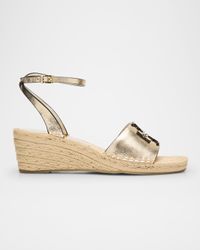 Ines Metallic Double T Wedge Espadrilles