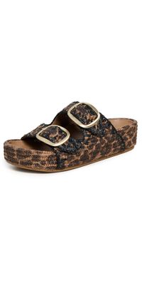 Loeffler Randall Theo Two Band Sandals Leopard/Black 6