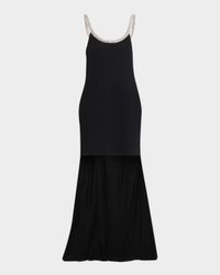 Crystal Sleeveless Grain De Poudre High-Low Gown