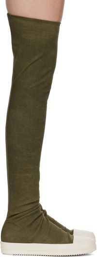 Rick Owens DRKSHDW Khaki Porterville High Sock Sneaks Tall Boots