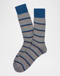 Men's Geometric Underlined Stripe Mousse of Modal Mid-Calf Socks
