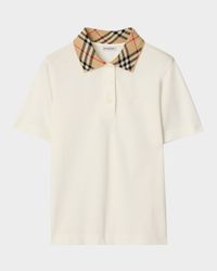 Imogen Check Collar Short-Sleeve Polo Shirt