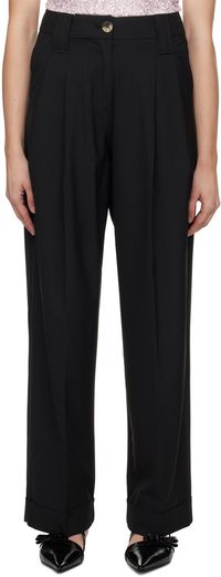 GANNI Black Pleated Trousers