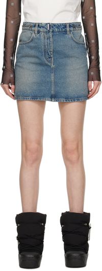 Givenchy Blue Chain Link Denim Miniskirt