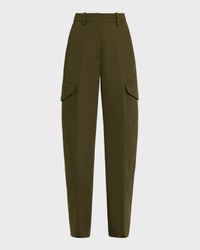 Barrel Leg Cargo Wool Trousers
