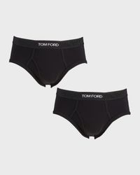 Men's 2-Pack Solid Jersey Logo-Waist Briefs