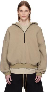 Fear of God Beige Cotton Cashmere Fleece Half Zip Hoodie