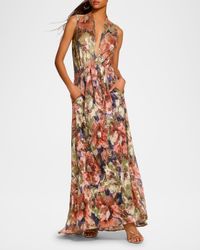 Geanine Metallic Floral Maxi Dress