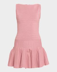 Audrina Metallic Knit Godet-Skirt Sleeveless Mini Dress