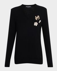 Brooch V-Neck Sweater