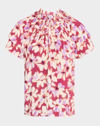 Kamila Flutter-Sleeve Blouse