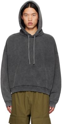 Acne Studios Pull à capuche gris à écusson à logo