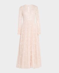 Leila Sequin Dot Tulle Ankle Gown