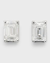 18K White Gold Emerald-Cut Diamond Stud Earrings, 1.0tcw, 0.11"H x 0.22"W