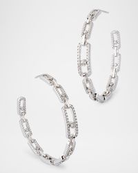 MOVE LINK PAVE HOOP EARRINGS IN 18K WHITE GOLD