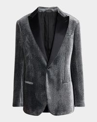 Men's Velvet-Effect Peak Lapel Dinner Jacket