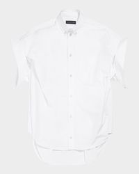 Tucked-Sleeve Button-Down Shirt