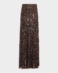 Sequined Crispy Silk Chiffon Maxi Skirt
