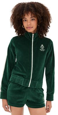Sporty & Rich Crown Tennis Elio Velour Track Jacket Forest/Ecru XS