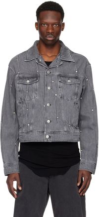 KUSIKOHC Gray Multi Rivet Denim Jacket