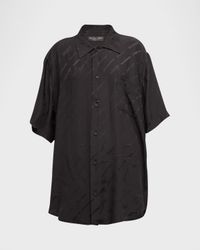 Button-Front Minimal Shirt with Lettering Details