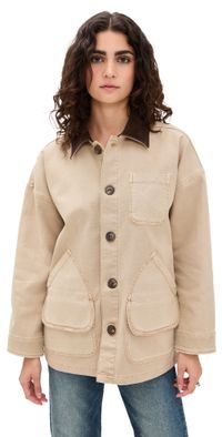 Faherty Sunwashed Canvas Barn Jacket Sandy Khaki L/XL