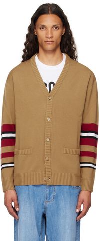 Moschino Brown Virgin Wool Striped Cardigan