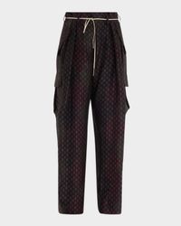 Polk Multi-Print Silk Straight-Leg Cargo Pants