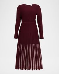 Sheer Ribbed A-Line Midi Dress