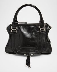Marcie Medium Satchel Bag in Shiny Calfskin