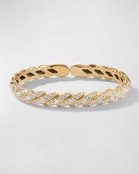 Sculpted Cable Flex Bracelet with Diamonds in 18K Gold, 7.5mm